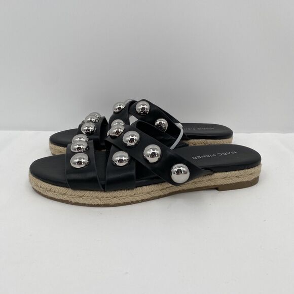 Marc Fisher Womens Studded Crisscross Strap Prisca Slide Sandals Black Size 6.5M - Picture 3 of 9